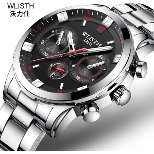 WLISTH Quartz Wristwatch Top Brand Luxury Mens Watches Business Watch Man Saat Steel Luminous Date Clock Male Hour Reloj Hombre