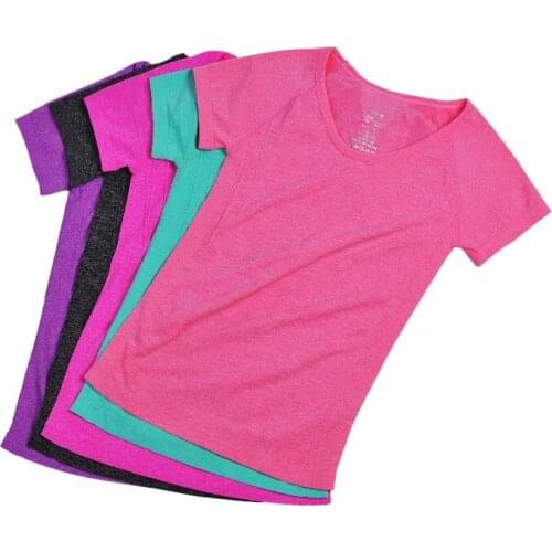 Women Yoga Sports T Shirt Short Sleeves Hygroscopic Quick Drying Fitness Gym T-shirt For Running Women Top Clothes Jogging Tees