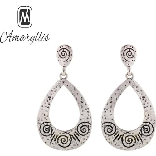 Amaiyllis Vinatge Waterdrop Gypsy Earrings For Women Ethnic Tibetan Filigree Earrings New Collection Pendant Dangle Earrings