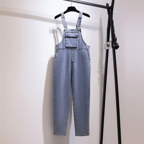 Plus Size 6XL Women Fashion Denim Jumpsuit Romper Long Trousers Overalls Straps Jumpsuit Autumn Feme Casual Loose Trousers