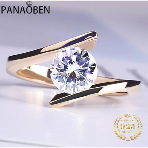 Rose Gold S925 Sterling Silver Rings for Women Authentic Twisted Big Diamond Jewelry Luxury Exquisite Elegant Gift Cute Trendy