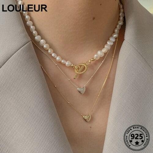 Louleur Simple 925 Sterling Silver Necklace Love Letter Pendant Necklace For Women Silver 925 Fine Jewelry Silver 925 Charms