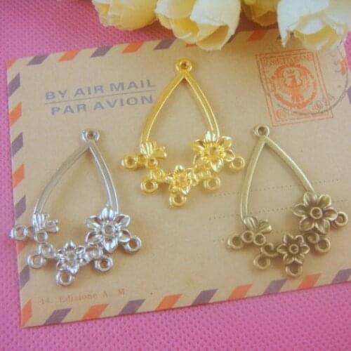 10 pieces / lot 33*43mm Alloy Findings charm pendants Antiqued style bronze tone Connect Earring accessories
