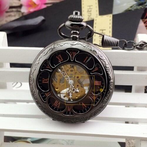 10pcs/lot Hollowed Sun Flower Mechanical Pocket Watch Roman Dial Mechanical Pocket Watch Mechanical Pocket Watch
