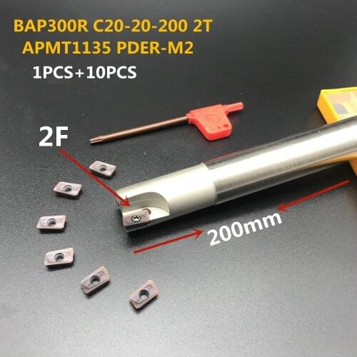 10PCS Lathe tool APMT1135 M2 + 1PCS 20mm cutter head BAP300R C20-20-200-2T CNC milling cutter carbide insert milling cutter