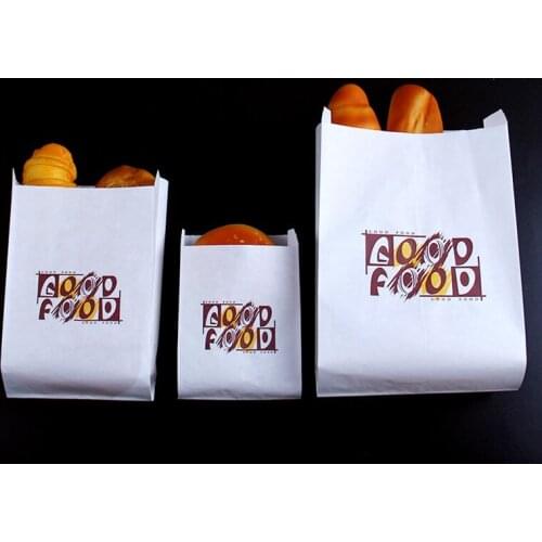 100 Pcs Oil Proof Kraft Paper Bags Food Paper Bag White Small Packing Bags For Bakery French Fries Fried Chicken Bread Takeout