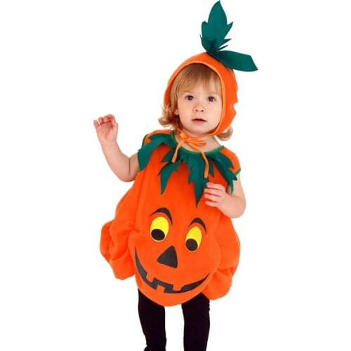 Halloween Toddler Baby Unisex Pumpkin Cute Cosplay Costumes Party Festival 2Pcs Romper+Hat Nursery Costumes for the Stage