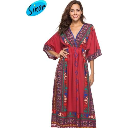 2021 Summer Thai National Style PrintEd Dress Maldivian Beach Skirt Banquet Dress