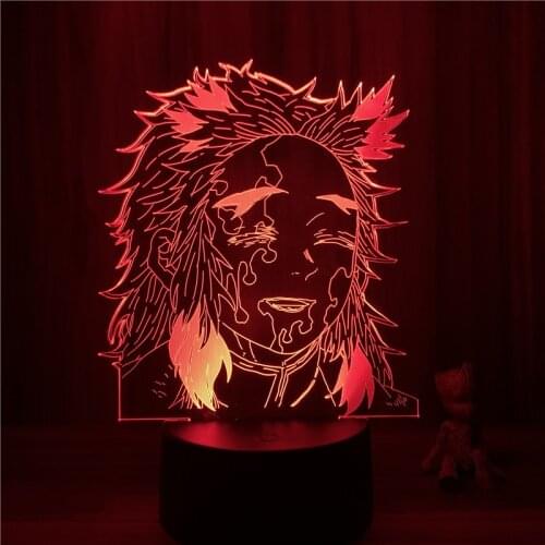 3D Lamp Anime Demon Slayer Rengoku Kyoujurou LED NightLight Figure 7 Colors Touch Table Bedroom Decor Night Light Gift