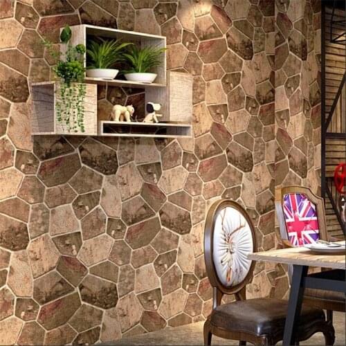 Wellyu Retro 3d bricks stone stone pattern culture stone wallpaper bar hair salon coffee restaurant industrial wind wallpaper