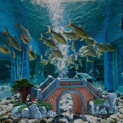 Fish Tank Landscape Creative Aquarium Decoration Resin Fake Bridge Rockery Ornament for Fishbowl