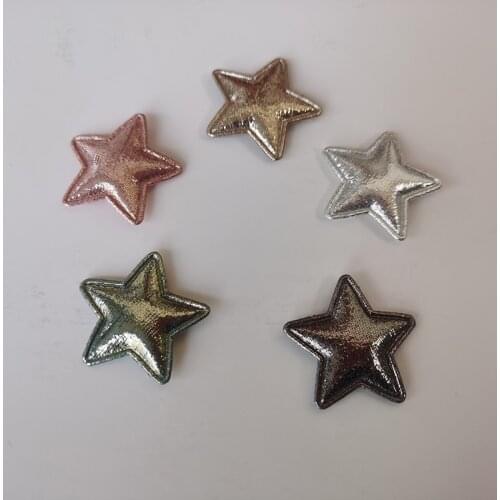 60pcs/lot 3.5cm Pu Star Padded Appliques for Children Headwear Hair clip Accessories and Garment Accessories