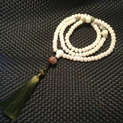 Baiyu Bodhi Prayer Bead Bracelet Tasbih Allah Mohammed Rosary for women men Necklace Tassel Tibet Lotus Bead Jewellery Gift
