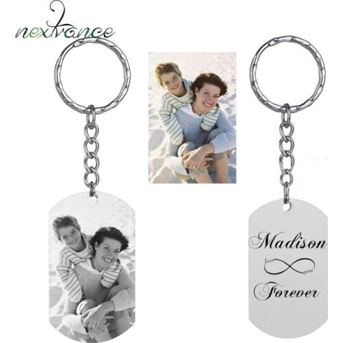 Nextvance Key Chain Stainless Steel Customized Keychain Engrave Photo Text Name Plate Personality For Anime Family Jewelry Gift