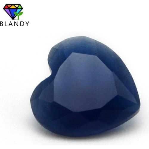 Unpolished Blue Glass Gem Stone 3x3~11x12mm Heart Cut Blue Color Synthetic Glass Beads For Jewelry Making