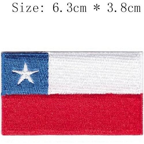 Chile embroidery flag patch Santiago city emblem for Motorcycle coat Wholesale iron on sew left chest shirts white star patch