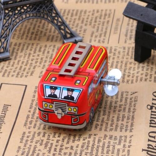 Children Vintage Fire Chief Firefighter Car Truck Clockwork Model Toys Gifts Y4UD