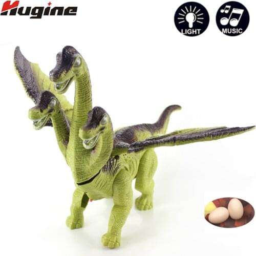 Electronic Dinosaur Model Toys Walking Three-Headed Dragon Animal Model Childrens Puzzle Electric Walking Lay Eggs Kids Toys