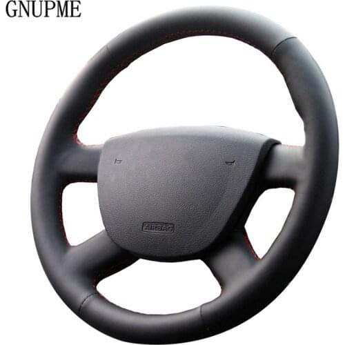 GNUPME Black Artificial Leather Car Steering Wheel Cover for Ford Focus 2 2005-2016 Special hand-stitched Steering Covers