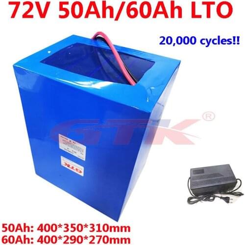 GTK LTO battery 72v 50Ah 60Ah lithium titanate for 5000W 10KW bicycle scooter ebike Motorcycle Forklift Crane truck +10A charger