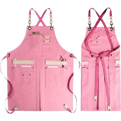 Canvas Cook Apron Cotton Straps Cafe Barista Bartender Restaurant Pastry Chef Uniform Florist Barber Hairdresser Work Wear E81