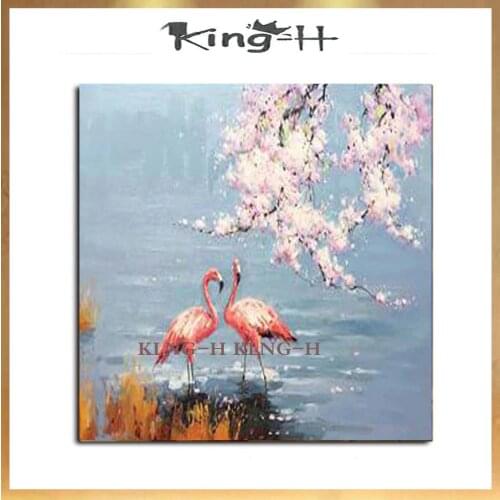 Art Newest Modern Canvas hand painted red-crowned crane oil Painting Wall Decorative Picture handmade Animal oil Painting