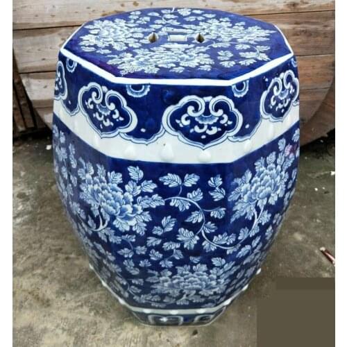 Jingdezhen Ceramic Stool Hand Painted Antique Blue And White Octagonal Stool Outdoor Balcony Bathroom Stool Porcelain Stool