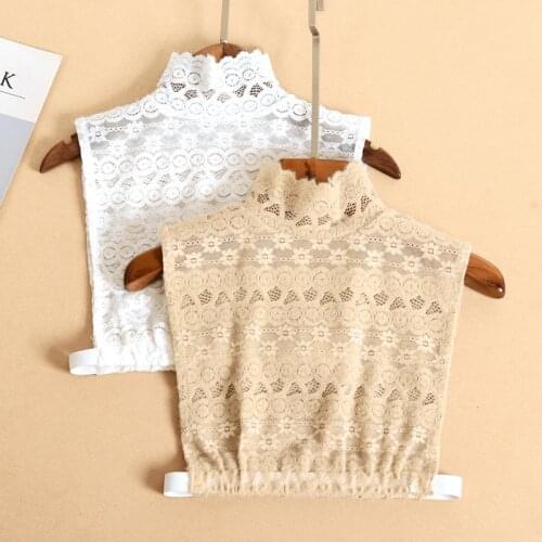 Lace Fake Flase Collars Decorative for Women Pluas Size Sweater Blouse Half Shirt False Collar Neckwear Shirt Detachable Collar