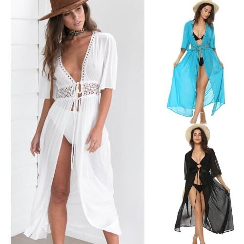 3 Color Summer New Fashion Sexy Bikini Women Beach Dress Women Chiffon Swimsuit Plus Size Cardigan Plus Size