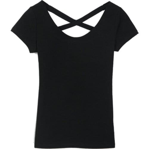 Summer O-neck Cutout T-shirts Women Casual Slim Cotton Knitted Tops Ladies White Short Sleeve Tee Shirt Woman Korean 2020