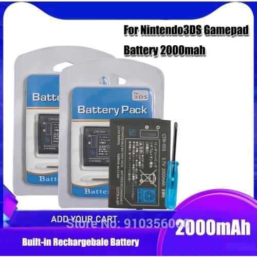 1-10PCS 3.7V 2000mAh Lithium Rechargeable Battery Pack +Screwdriver for Nintendo 3DS Game Console Replacement Batteries CTR-003