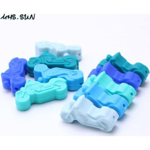 MHS.SUN Food Grade Silicone Beads Motorcycle Shaped Baby Teething Teether Loose Beads For Chewing Pacifier Chain Necklace Toy