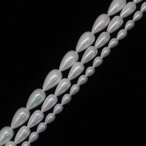 Mini. Order is $7! 6x9-10x18mm White shell Bead mother Pearl Raindrop teardrop DIY Jewelry Making Loose Beads 15"