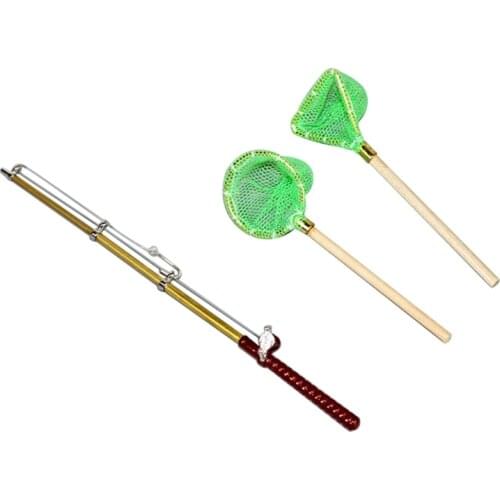 1Pack with 3Pcs Mini Fishing Toy Dollhouse Accessories Pond Decor Miniature Fishing Rod Miniature Pond Decor Kids’ Dollhouse Toy