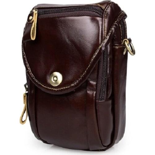 Genuine Leather Men Bag Male Messenger Bag Business Men Shoulder Bag Vintage Men Phone Bag Zipper Shoulder Handbags Mini Tote