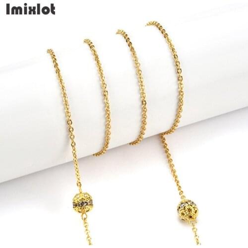 Stainless Steel Eyeglass Chain 82CM Retro Sunglasses Chains Reading Beaded Glasses Chain Metal Eyewear Cord Lanyard Necklace