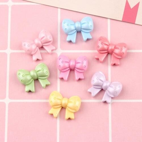 Newest 10pcs 21*17mm Ribbon Knot Bow Resin Cabochons Flatback Ornament Accessories Clay Beads Charms Ornament Accessories
