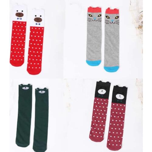 2018 New Cartoon Plate Children Knee High Leg Warmers Girl Cotton Breathable Tube Baby Kid Stocking Cat Fox Pattern Leggings