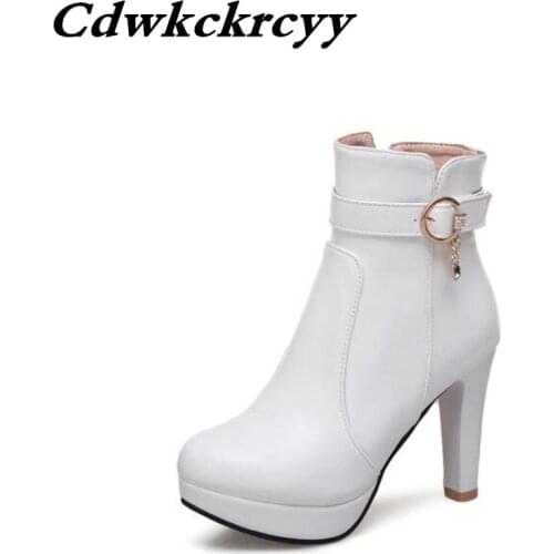 Autumn and winter New pattern fashion Waterproof High-heeled Women Boots thickening Cashmere Martin boots Wedding shoes 34-43