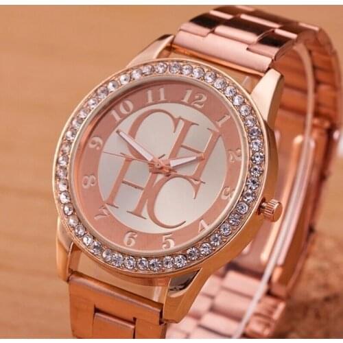 New luxury fashion Watch popular style Womens Watches brand Quartz watches stainless steel Rhinestone wristwatches Reloj Mujer