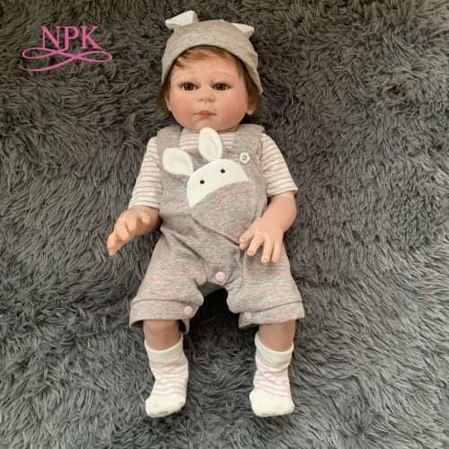 NPK 48CM full body soft silicone baby girl reborn premie baby doll newborn doll lifelike soft touch collectible art doll