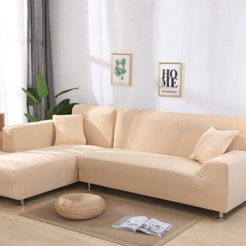 Solid color corner sofa covers for living room elastic spandex slipcovers couch cover stretch sofa towel L shape need buy 2piece