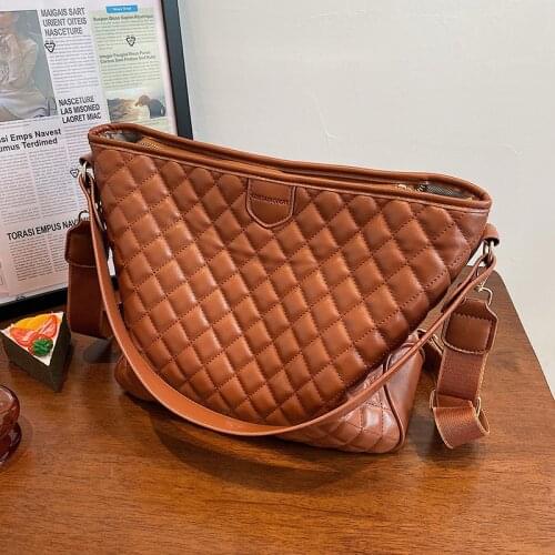 Autumn Rhombus Embroidery Thread Bag 2021new Fashion Lady Luxury High-quality Casual Simple Large-capacity Tote Bag Shoulder Bag