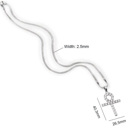 Stainless steel silver color Necklace for Mens Women Cross Necklaces Chains flat Snake Chain Cross Crystal Pendant Jewelry gifts