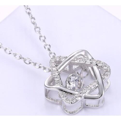 SB-N0260 Sterling Silver Necklace Pave White Clear Zircon Stone Fashion Star Design Jewelry For Woman Necklace