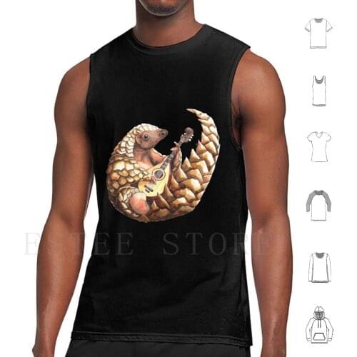 Pangolin Playing The Mandolin Tank Tops Vest Sleeveless Pangolin Pangolin Mandolin Music Musical Musical Instrument Love