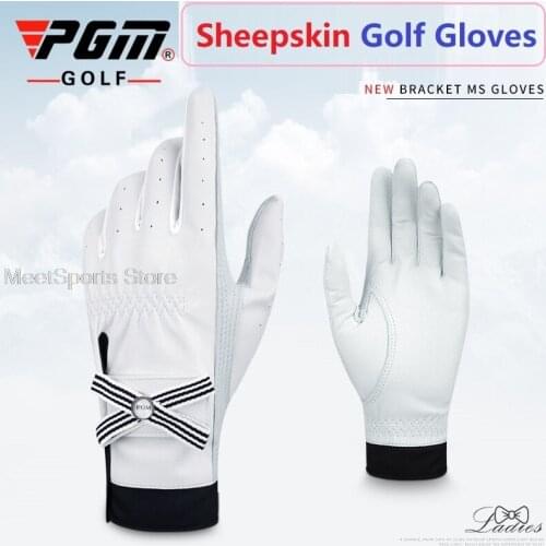 2021 New Womens Golf Gloves Left And Right Hand Sheepskin Gloves Ladies Anti-Slip Granules Breathable Golf Mittens Elagant