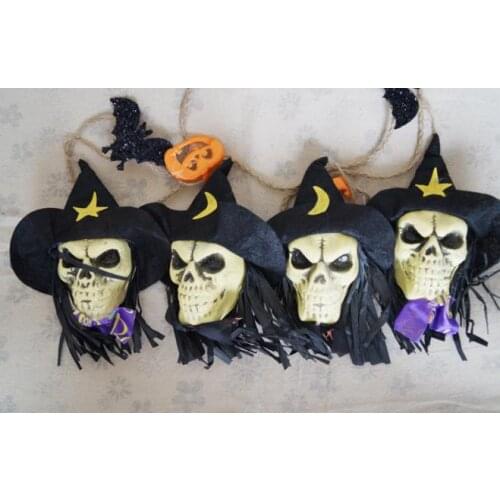 Halloween Party Skull Garland ghost bat witch pumpkin string banner flag bar decoration store atmosphere skull pendant flags