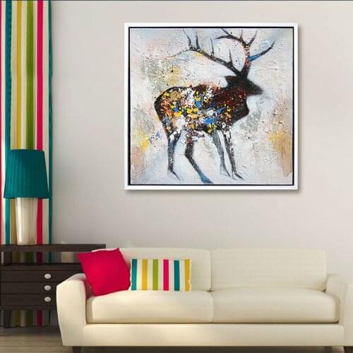 Hand painted oil painting abstract oil painting completed oil paintings wall art canvas deer home decor for living room