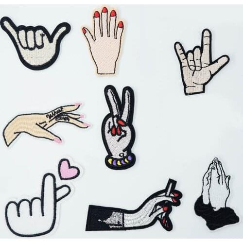 Hand Smoke Gesticulate Iron On Patches Sewing Embroidered Applique for Jacket Clothes Stickers Badge DIY Apparel Accessories